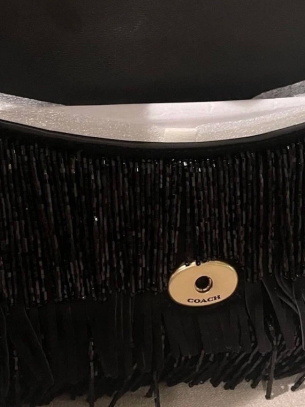 Sale !!! Coach Crystal Beaded Fringe Black Suede Tabby NWT - Picture 6 of 12